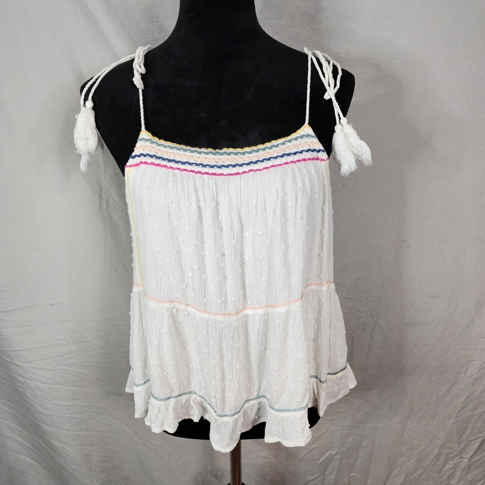 LAZY SUNDAYS Size Small USA made 100% Rayon Layered Swing Tank Boho Festival Top